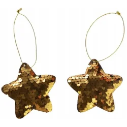 OZDOBA CHOINKOWA CEKINOWE GWIAZDKI ZŁOTE 2 SZT ARPEX