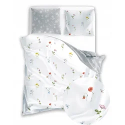 KOMPLET POŚCIELI ELEGANCKA BIAŁA POLNE KWIATY 220X200 CM