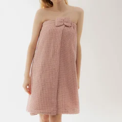 RĘCZNIK VAFFEL RÓŻOWY KĄPIELOWY Z RZEPEM 145X75 CM HOMLA