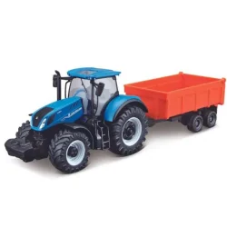 TRAKTOR METALOWY NEW HOLLAND T7.315 Z PRZYCZEPĄ ROLNICZĄ NAPĘD BBURAGO 3+
