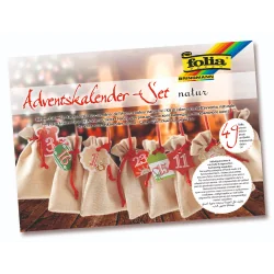 ZESTAW ADWENTOWY 49 ELEMENTÓW WORECZKI JUTOWE 10X13 CM + WSTĄŻK I ZAWIESZKI 