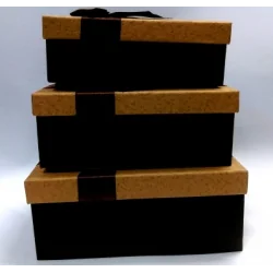 PUDEŁKA NA PREZENTY Z KOKARDĄ BORDO + BEŻ ZESTAW 3 SZTUK