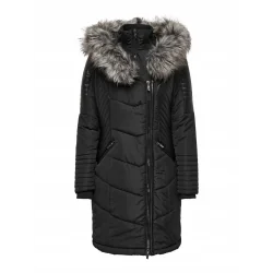 PŁASZCZ DAMSKI ONLNEWLINETTE FUR HOOD COAT OTW CZARNY ROZMIAR M ONLY