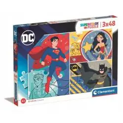 PUZZLE DC COMICS SUPERBOHATEROWIE 144 ELEMENTY ZESTAW 3 UKŁADANEK DLA DZIECI CLEMENTONI 4+
