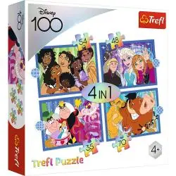 PUZZLE 4W1 WESOŁY ŚWIAT DISNEYA 207 ELEMENTÓW TREFL 4+