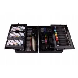 ZESTAW ARTYSTYCZNY 174 ELEMENTY W DREWNIANEJ WALIZCE BENIAMIN 3+