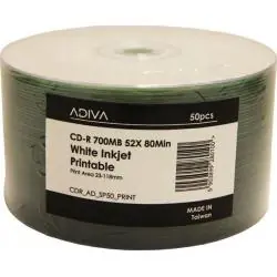 PŁYTY ADIVA CD-R 52X 700MB 80 MIN DO ZADRUKU ATRAMENTOWEGO SZPINDEL 50-PACK