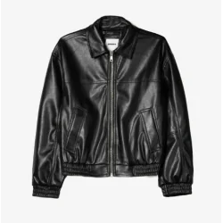 BERSHKA RAMONESKA KURTKA ZE SKÓRY EKOLOGICZNEJ CZARNA XS