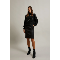 OŁÓWKOWA SPÓDNICA CZARNA PRZED KOLANO ROZMIAR 38