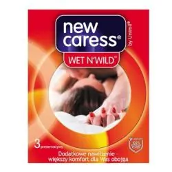 PREZERWATYWY LATEKSOWE NAWILŻANE NEW CARESS WET N WILD 3 SZT