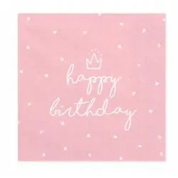 SERWETKI PAPIEROWE HAPPY BIRTHDAY RÓŻOWE PARTYDECO