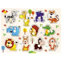 EDUKACYJNE DREWNIANE PUZZLE UKŁADANKA ZWIERZĘTA DLA DZIECI 3+