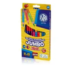 KREDKI OŁÓWKOWE DWUSTRONNE 24 KOLORY Z TEMPERÓWKĄ ASTRA JUMBO