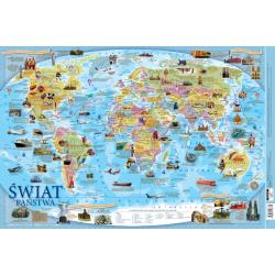 EDUKACYJNA PODKŁADKA NA BIURKO MAPA PAŃSTW ŚWIATA DLA DZIECI 55 X 36.7 CM