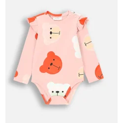 BODY DZIEWCZĘCE Z DŁUGIM RĘKAWEM Z MISIAMI I FALBANKAMI 68CM COCCODRILLO