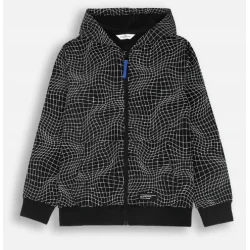BLUZA ROZPINANA CHŁOPIĘCA CZARNA Z KAPTUREM 140CM COCCODRILLO