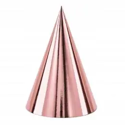 CZAPECZKI URODZINOWE ROSE GOLD RÓŻOWE ZŁOTO 6 SZTUK PARTYDECO