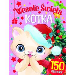 WESOŁE ŚWIĘTA KOTKA. KOLOROWANKA Z NAKLEJKAMI