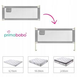 BARIERKA DO ŁÓŻKA DLA DZIECI 200 CM SZARA WYSOKA PRIMABOBO CLASSIC