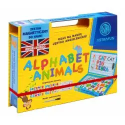 ALPHABET ANIMALS. MAGNETYCZNY ZESTAW DO NAUKI ANGIELSKIEGO ALFABET W PUDEŁKU Z RĄCZKĄ 76 ELEMENTÓW