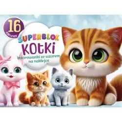 SUPERBLOK KOTKI. KOLOROWANKI ZE WZOREM NA NAKLEJCE