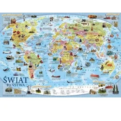 ŚWIAT MAPA POLITYCZNA PLAKAT EDUKACYJNY DLA DZIECI