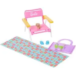 BARBIE ZESTAW PLAŻOWY LEŻAK TORBA I ZWIERZĄTKO 3+