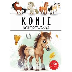KONIE. KOLOROWANKA Z NAKLEJKAMI