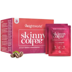 WEGAŃSKA KAWA SKINNY COFFEE 28-DNIOWY PROGRAM KONTROLI WAGI 28 SASZETEK SUPERFOOD 7W1