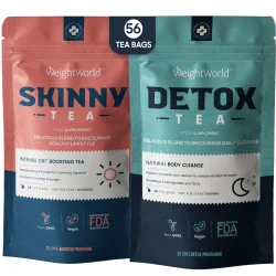 DETOKS I OCZYSZCZENIE ZESTAW HERBAT WEIGHTWORLD SKINNY TEA + DETOX TEA 56 TOREBEK
