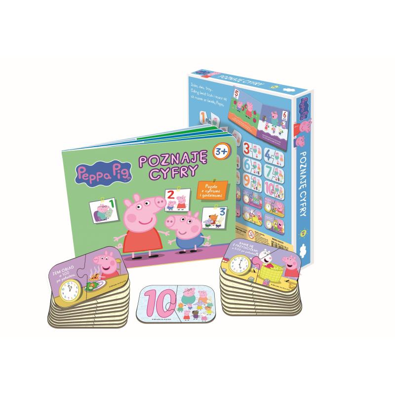 ŚWINKA PEPPA POZNAJE CYFRY PUZZLE Z CYFRAMI I GODZINAMI 3+ - Media Service Zawada
