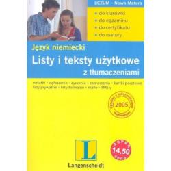 JĘZYK NIEMIECKI LISTY I TEKSTY UŻYTKOWE Z TŁUMACZENIAMI