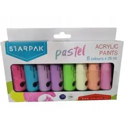 FARBY AKRYLOWE 8 KOLORÓW 25 ML PASTELOWE KOLORY