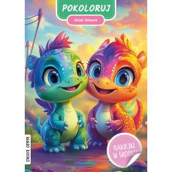 POKOLORUJ DZIEŃ DINUSIA. KOLOROWANKA Z NAKLEJKAMI