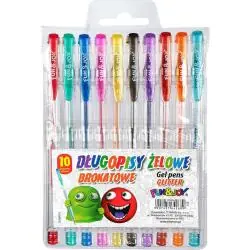 DŁUGOPISY ŻELOWE BROKATOWE 10 KOLORÓW