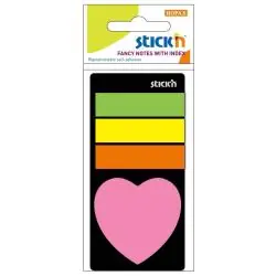 ZAKŁADKI INDEKSUJĄCE NEONOWE STICKN Z NOTESIKIEM SERDUSZKO