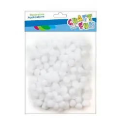 POMPONY DEKORACYJNE BIAŁE 120SZT CRAFT WITH FUN