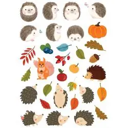 NAKLEJKI JEŻ JEŻYKI JESIEŃ DEKORACJE DLA DZIECI I SZKOŁY