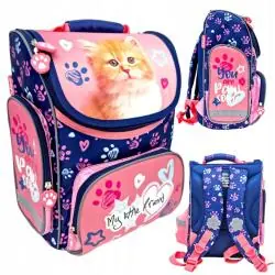 TORNISTER SZKOLNY GINGER KITTY KASETONOWY KOTEK DLA KLAS 1-3 ST. MAJEWSKI