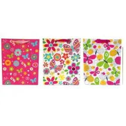TOREBKA Z BROKATEM KWIATY I MOTYLE MIX WZORÓW A4