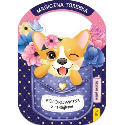 SŁODKIE PSIAKI. MAGICZNA TOREBKA. KOLOROWANKA Z NAKLEJKAMI