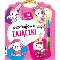 PRZEBOJOWE ZAJĄCZKI. KOLOROWANKA Z KREDKĄ I Z NAKLEJKAMI