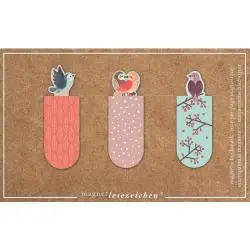 ZESTAW 3 ZAKŁADEK MAGNETYCZNYCH ROMANTYCZNE PTAKI CASS FILM