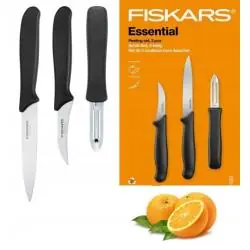 FISKARS ESSENTIAL ZESTAW 2 NOŻY + SKROBACZKA - 7 CM I 11 CM, STAL NIERDZEWNA