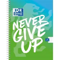 KOŁOZESZYT W KRATKĘ 80 KARTEK NEVER GIVE UP ZIELONO-NIEBIESKI OXFORD B5