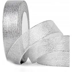 WSTĄŻKA TAŚEMKA DEKORACYJNA SREBRNA BŁYSZCZĄCA