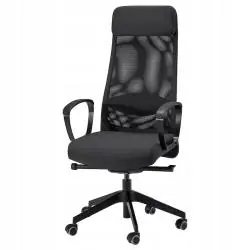 KRZESŁO BIUROWE ERGONOMICZNE IKEA MARKUS VISSLE CIEMNOSZARE Z ZAGŁÓWKIEM