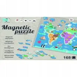 MAGNETYCZNA MAPA ŚWIATA PUZZLE EDUKACYJNE 168 ELEMENTÓW MEGA CREATIVE 3+
