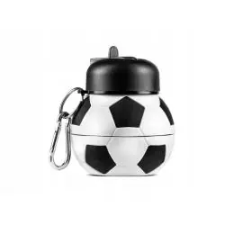 SKŁADANY BIDON SILIKONOWY PIŁKA NOŻNA 550 ML – BIDON SPORTOWY DLA DZIECI Z KARABIŃCZYKIEM