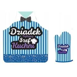 FARTUCH I RĘKAWICA DZIADEK SZEF KUCHNI PREZENT NA DZIEŃ DZIADKA